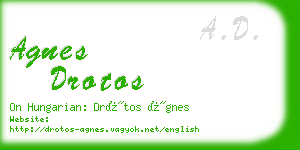 agnes drotos business card